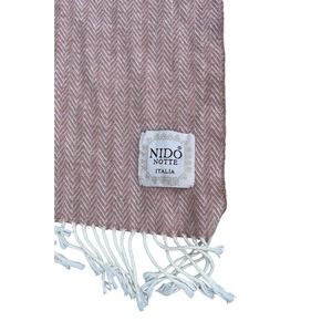 Nido Notte Made In Italy Throw Blanket 56x49 Pink Cream Chevron Stripes Fringed